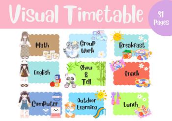 Preview of EDITABLE Cute style visual timetable schedule- Classroom Decoration