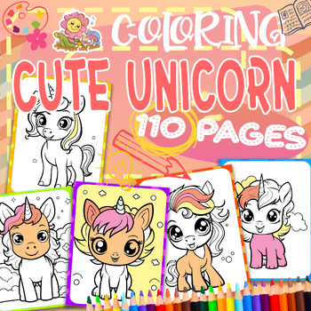 Cute unicorn adorable cartoon funny pages Coloring book for Kids