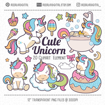 Cute Unicorn Clipart By Accalia Digital Teachers Pay Teachers