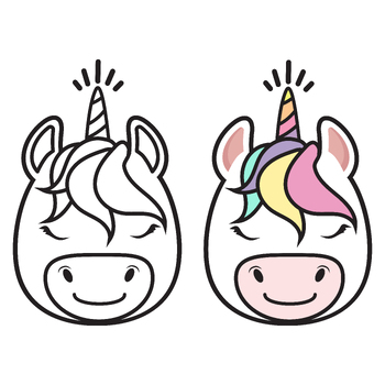 Cute Unicorn Face Vector Illustration Coloring Stock Vector (Royalty Free)  1358966810 | Shutterstock