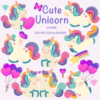 Preview of Cute Unicorn Clipart, Unicorn png, Unicorn png clipart