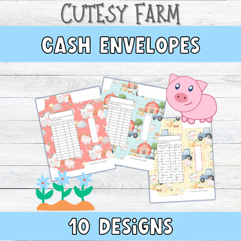 Preview of Cutesy Farm Themed Cash Envelopes Set 1 - 10 Cash Envelopes