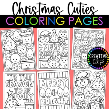 Preview of Cutie Christmas Coloring Pages {Made by Creative Clips Clipart}