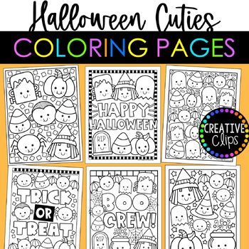 Preview of Cutie Halloween Coloring Pages {Made by Creative Clips Clipart}