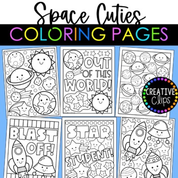 Preview of Cutie Space Coloring Pages {Made by Creative Clips Clipart}