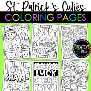 Preview of Cutie St. Patrick's Day Coloring Pages {Made by Creative Clips Clipart}