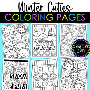 Preview of Cutie Winter Coloring Pages {Made by Creative Clips Clipart}