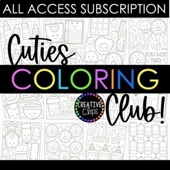 Preview of Cuties Coloring Page Club: All Access (Valentine and St. Patrick Coloring Pages)