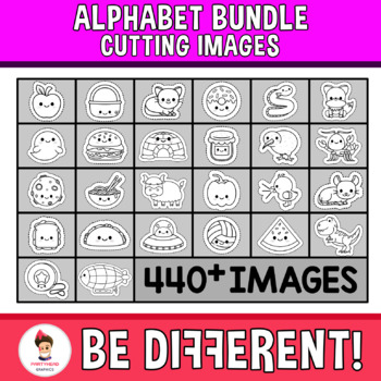 Preview of Cutting Images Clipart Alphabet Bundle A to Z Back To School