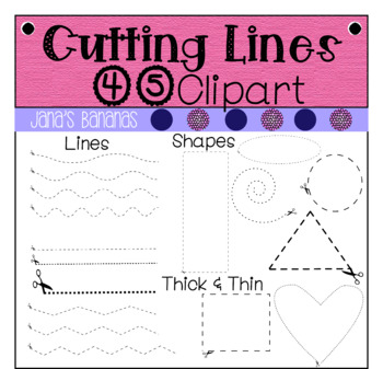 Preview of 45 Cutting Lines & Shapes Template Clipart {For Commercial or Personal Use}