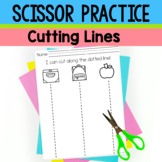 Cutting Lines practice with Scissors Kindergarten Back to 