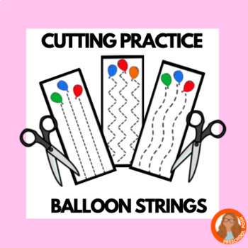 Cutting Practice: Balloon Strings Letter B Preschool PreK Scissor Skills