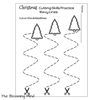 cutting practice scissor skills worksheets christmas by the blooming mind