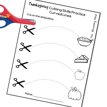 Thanksgiving Themed Cutting Practice Pages for Scissor Skills