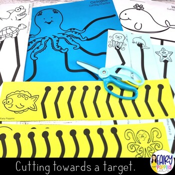 Cutting Practice Worksheets - Ocean Animals, Pirates, Pets by Fairy Poppins