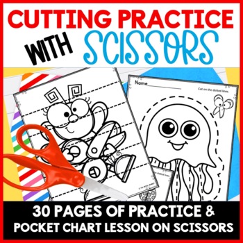Preview of Cutting Practice with Scissor Skills Activity Kindergarten Preschool
