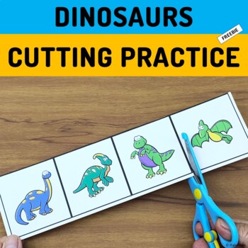 Preview of Cutting Practice with Scissors Preschool - Dinosaurs Themed Freebie