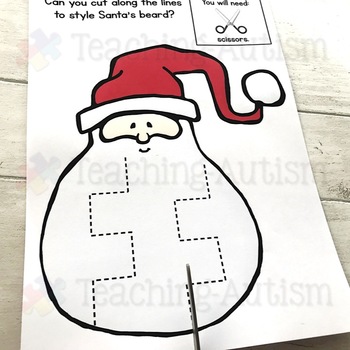 Christmas Scissor Skills - Santa's Beard Cutting Worksheets - Fine Motor  Skills