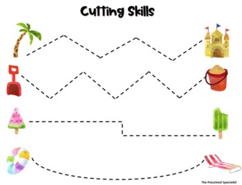 cutting skills scissor practice summer preschool pre k worksheets