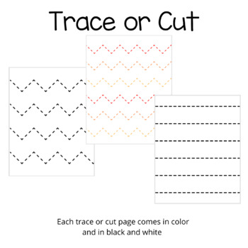Cutting and tracing practice pages | prewriting lines and shapes