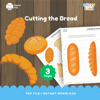 Preview of Cutting the Bread | Scissors Activities for Kids and Kindergarten Printable