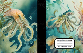Preview of Cuttlefish Composition Notebook Cover  For School, Home , Work , 8.5x11 inches