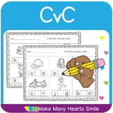 CvC Worksheets: Write the Missing Vowel  Distance Learning
