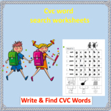 Cvc word Families word search worksheets - Write & Find CVC Words