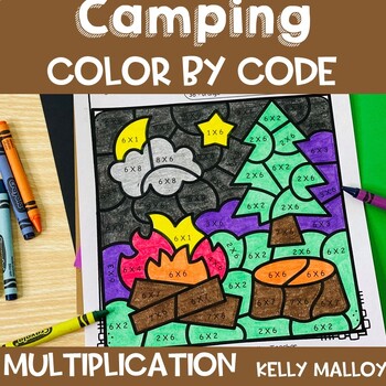 Preview of Camping Themed Math Fact Color Sheets Coloring Pages Last Week Day of School