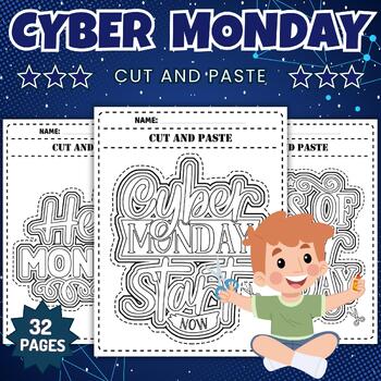 Preview of Cyber Monday Cut And Paste Quotes Coloring Pages - Fun November Activities