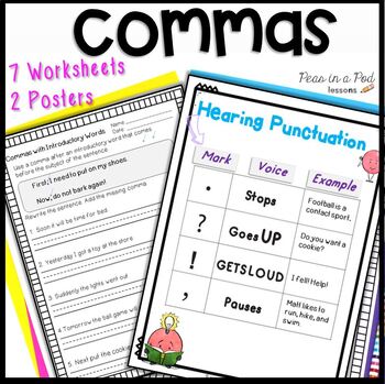 Preview of Use of Commas in a Series Dates Anchor Chart Worksheet Punctuation Lesson