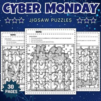 Preview of Cyber Monday Jigsaw Quotes Coloring Puzzles - November Games & Activities