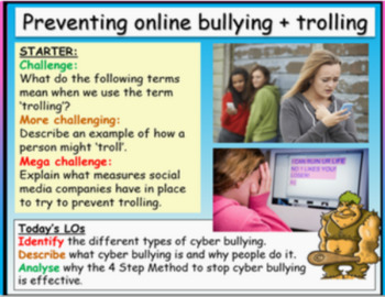 Preview of Cyber bullying and e-safety - Presentation and Worksheets