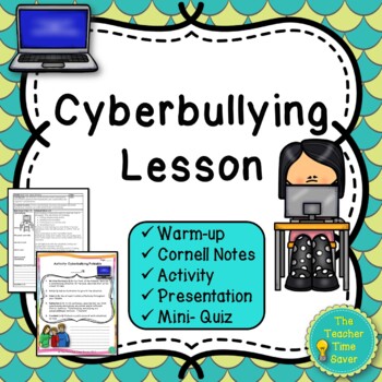 Preview of Cyberbullying Health Lesson-  Preventing Bullying SEL Notes, Activity & Slides