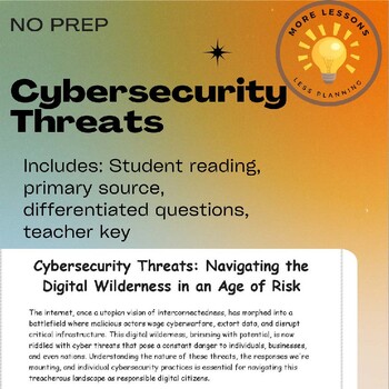 Preview of Cybersecurity: Current Event Guided Reading Comprehension Worksheet