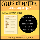 Cycles of matter: One-pager quiz