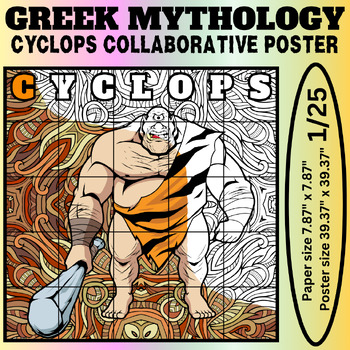 Preview of Cyclops Collaborative Coloring Poster: Unveil the Mysteries of Greek Mythology