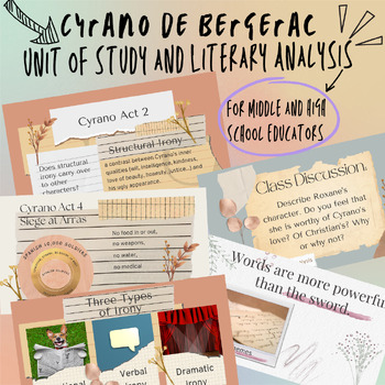 Preview of Cyrano De Bergerac Play Unit of Study and Literary Analysis