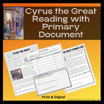 Preview of Cyrus the Great & Persia One-Page Reading & Primary Doc Analysis Print & Digital