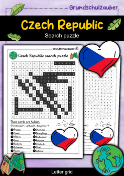 Czech Republic search puzzle Letter grid (English) by Grundschulzauber