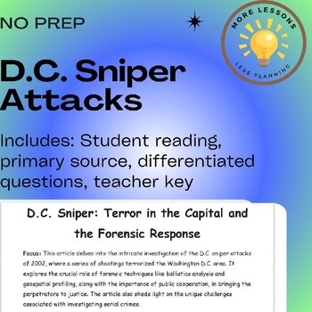 Preview of D.C. Sniper: True Crime Forensic Science Reading Comprehension Worksheet