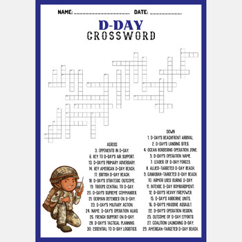 D DAY INVASION OF NORMANDY crossword puzzle worksheet activity