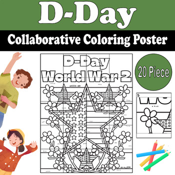 Preview of D-Day Collaborative Coloring Poster | Interactive World War 2 Activity