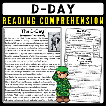 Preview of D-Day Invasion of Normandy: World War 2 Nonfiction Reading Comprehension & Quiz
