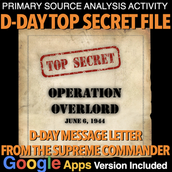 Preview of D-Day Secret File Primary Source: World War 2 (WWII) + Distance Learning version