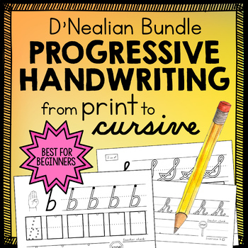 Preview of D'NEALIAN Handwriting Practice Sheets cursive print numbers dnealian BUNDLE