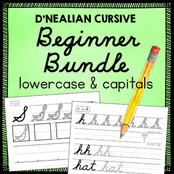 Preview of D'Nealian Cursive Bundle - Lower case and Capital Letters Handwriting Practice
