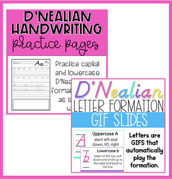 Preview of D'Nealian Handwriting Bundle- GIFs and Practice Pages