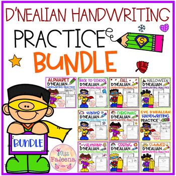 Preview of D’Nealian Handwriting Practice Bundle