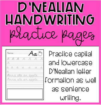 D'Nealian Handwriting Practice Pages by Jennifer Custer | TpT